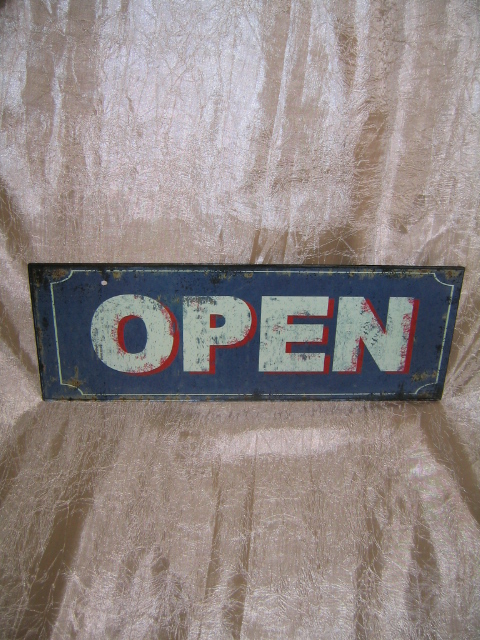 Plechová cedule open x closed