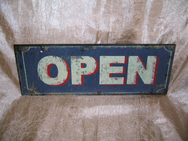 Plechová cedule open x closed