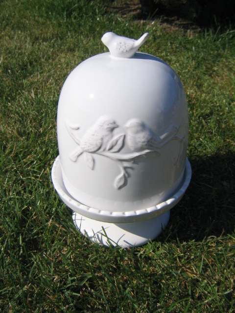Porcelánový poklop s ptáčky